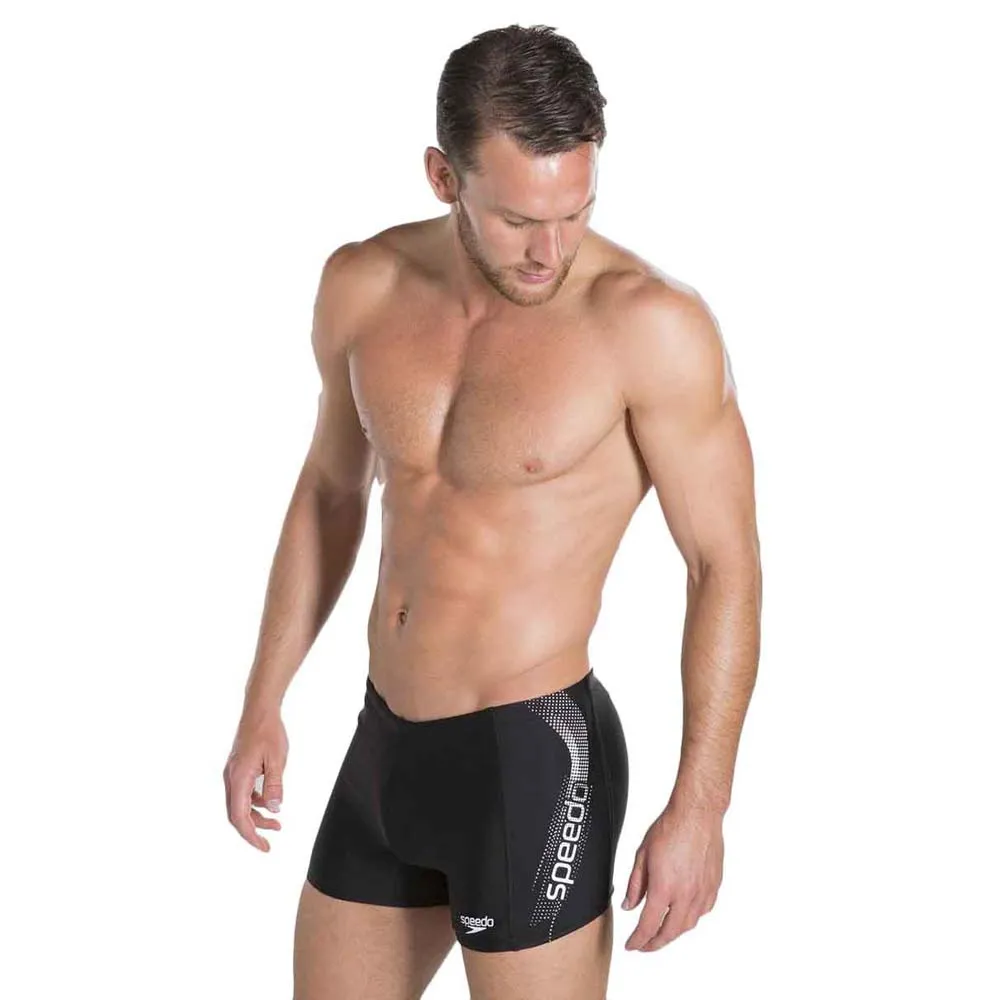 Speedo Sports Logo Panel Badehose Boxer, Black / white Speedo Sports Logo Panel Badehose Boxer, Black / white