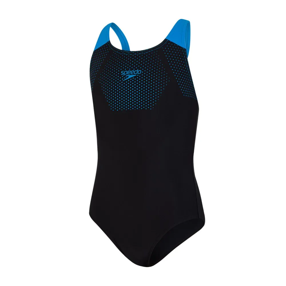 Speedo Tech Placement Muscleback Badeanzug female, Black / pool, 5-6Y