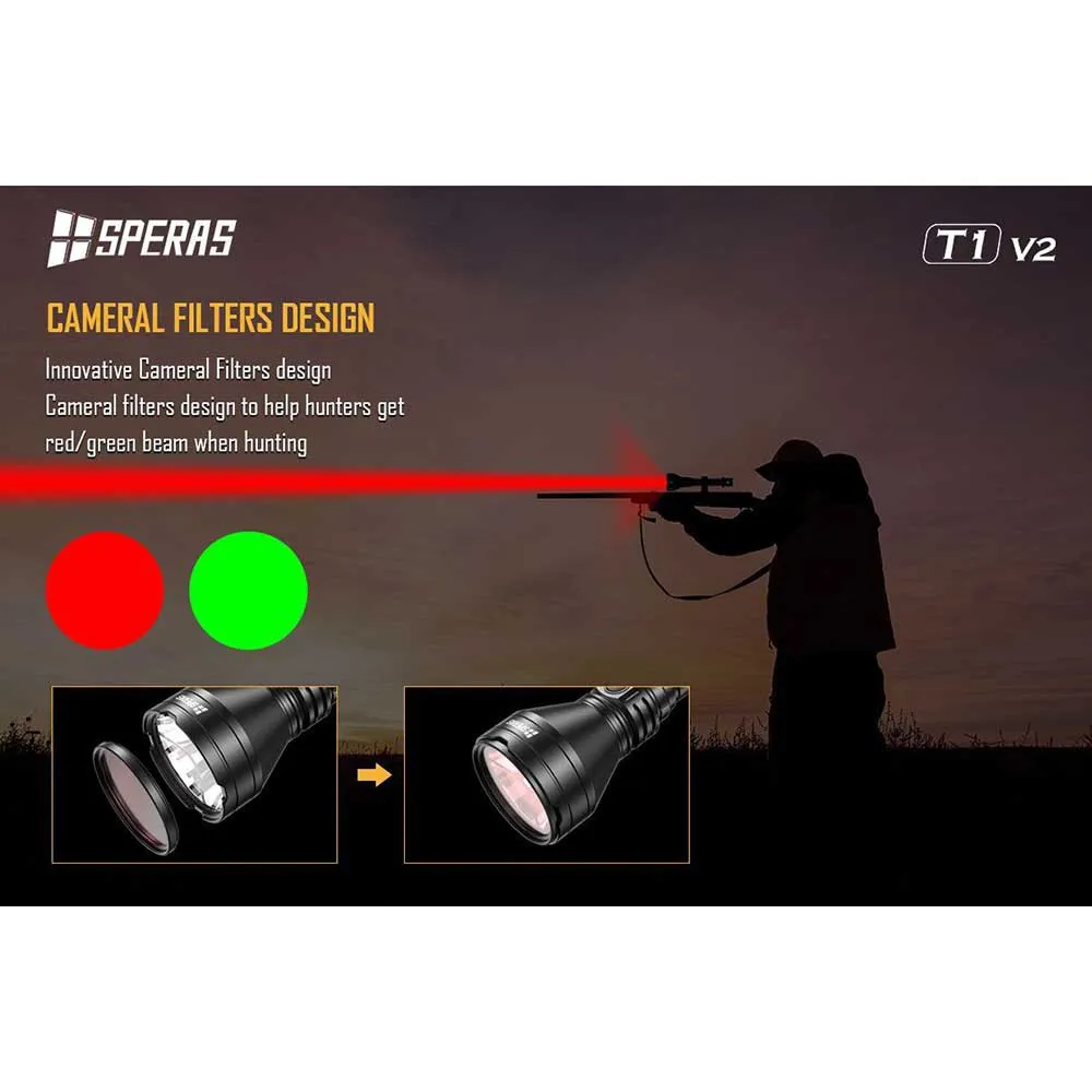 Speras T1k Red/green Hunting Kit Taschenlampe, Black, 1200 Lumina Speras T1k Red/green Hunting Kit Taschenlampe, Black, 1200 Lumina