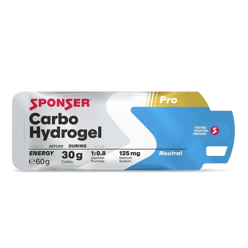 SPONSER Carbo Hydrogel Schachtel Mit Energiegelen Neutraler Geschmack 60g 20 Einheiten, White / blue, One Size