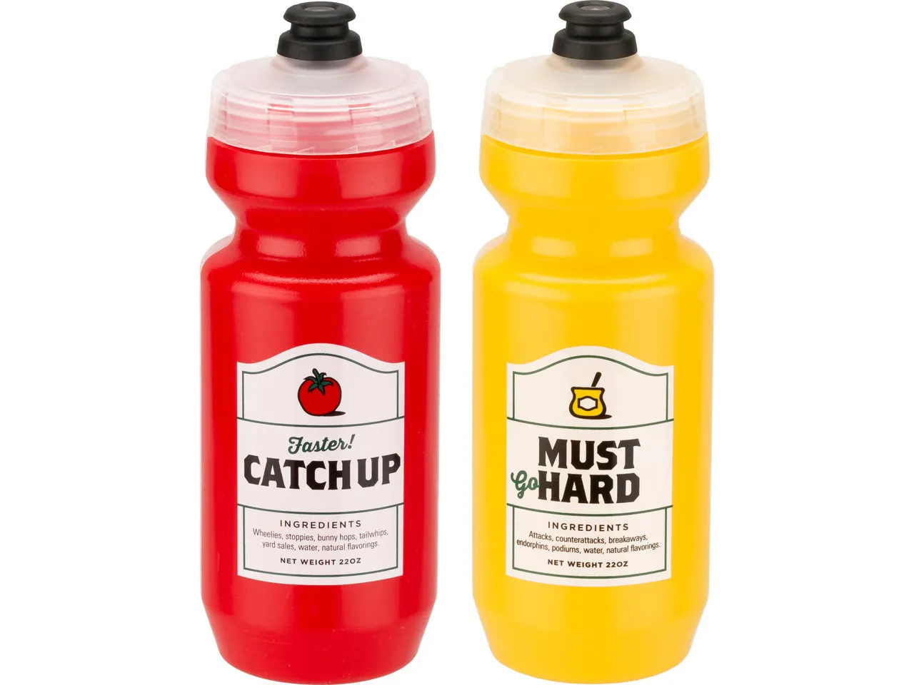 Spurcycle Catchup 650 ml + Must Go Hard 650 ml Trinkflaschen-Set, Rot, 2 x 650ml