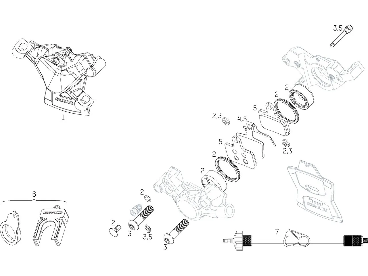 SRAM Ersatzteile Level TLM / Ultimate (B1) Bremssattel (2020), Level 1