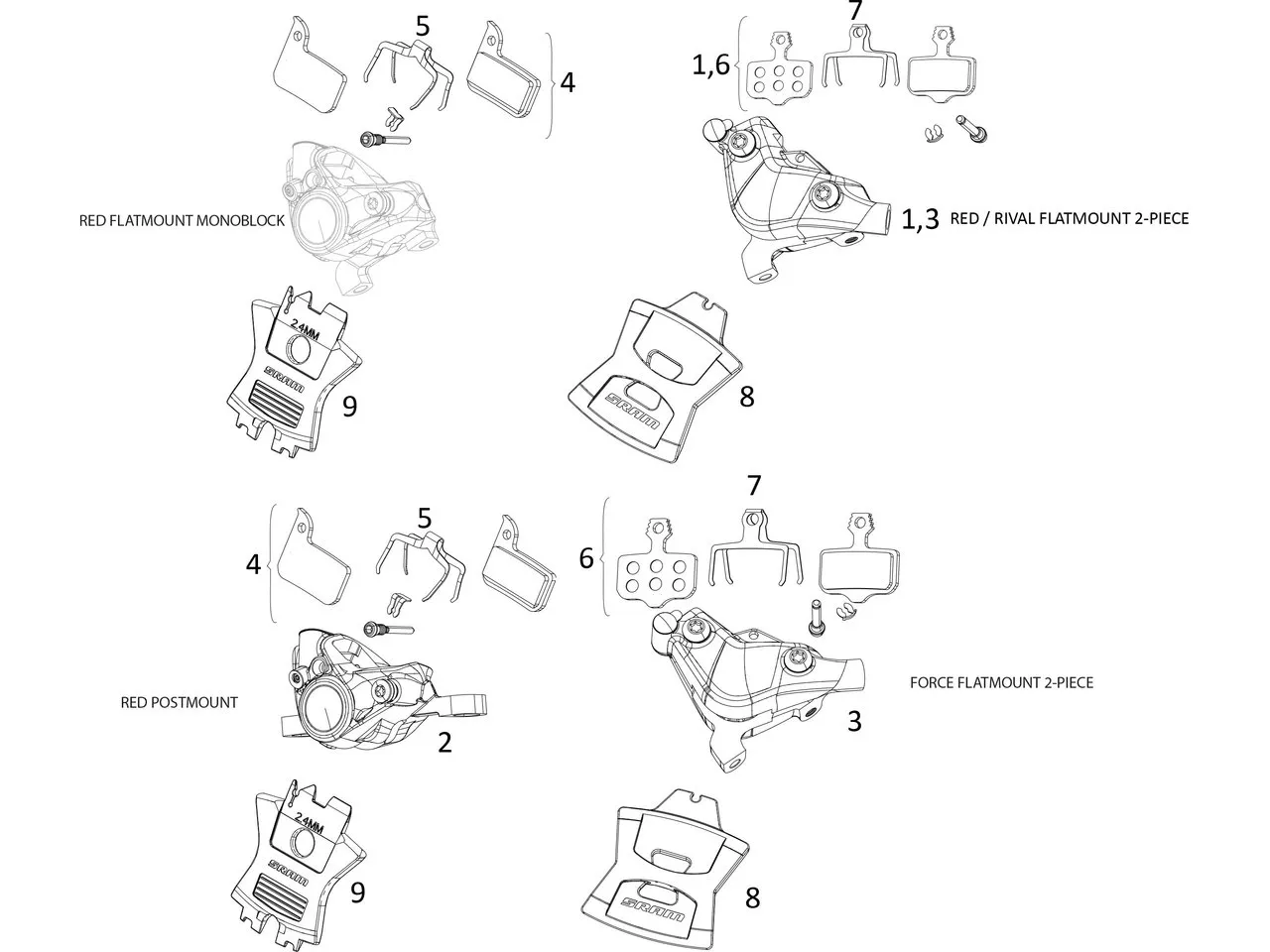 SRAM Ersatzteile Red / Force / Rival eTap AXS HRD Bremssattel, Monoblock 1 SRAM Ersatzteile Red / Force / Rival eTap AXS HRD Bremssattel, Monoblock 1