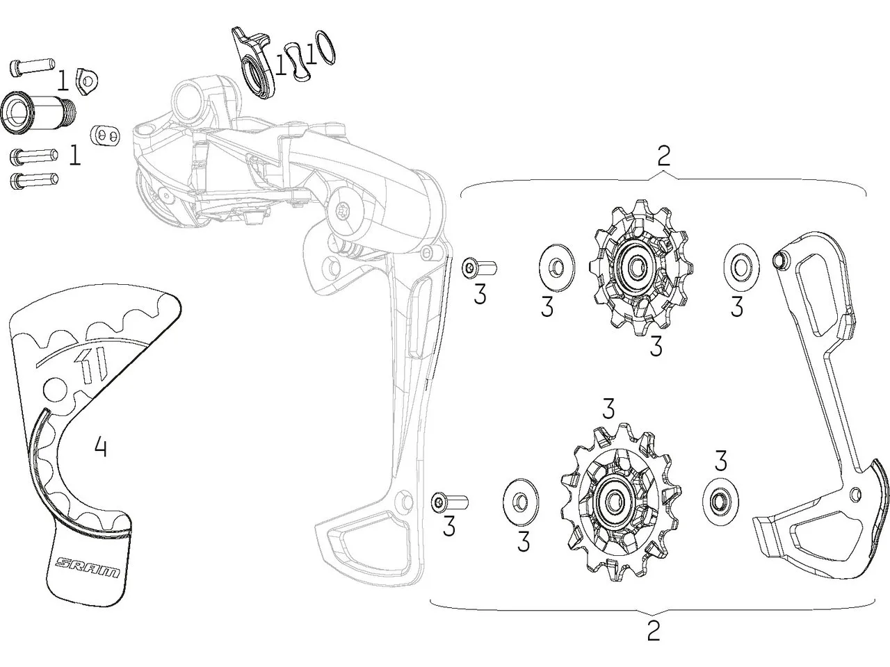 SRAM Ersatzteile Schaltwerk, Schwarz 1 SRAM Ersatzteile Schaltwerk, Schwarz 1