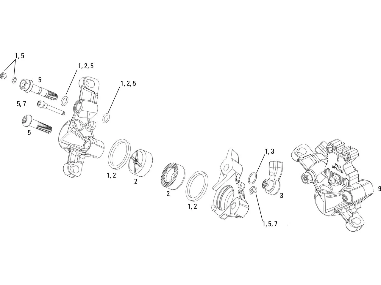 SRAM Ersatzteile X0 Bremssattel (2011-2016), Silber 1 SRAM Ersatzteile X0 Bremssattel (2011-2016), Silber 1