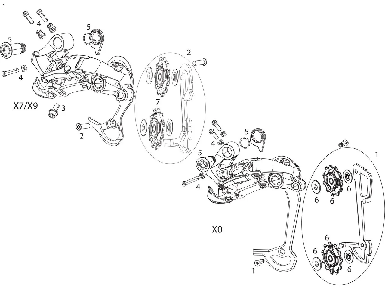 SRAM Ersatzteile X0 / X9 / X7 Type 2/2.1 2x10 Schaltwerk, Schwarz/x0 lang 1 SRAM Ersatzteile X0 / X9 / X7 Type 2/2.1 2x10 Schaltwerk, Schwarz/x0 lang 1