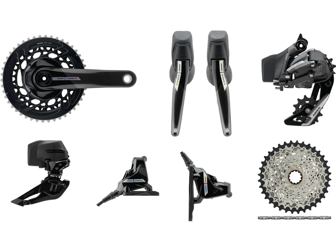 SRAM Force D2 AXS HRD FM Gruppe 2x12-fach 33-46, Grau, 175.0mm 33-46/10-28