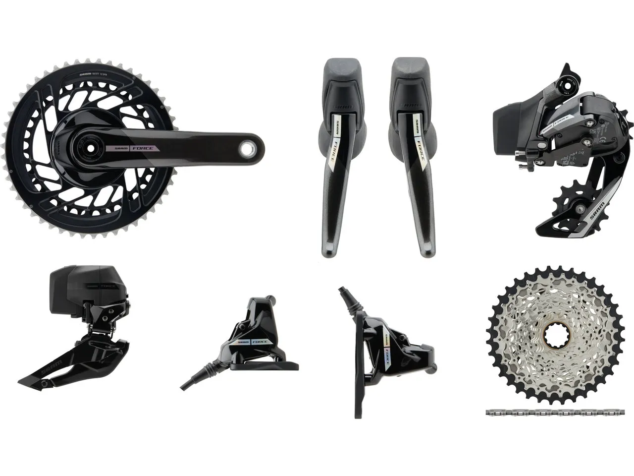 SRAM Force D2 AXS HRD FM Gruppe 2x12-fach 37-50, Grau, 175.0mm 37-50/10-28