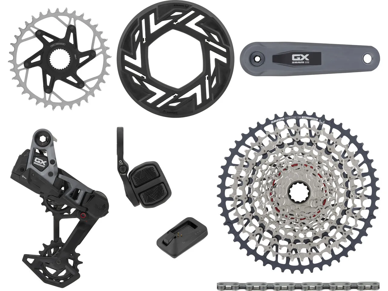 SRAM GX Eagle Transmission AXS 1x12-fach E-MTB Gruppe für Bosch, Black, 160mm 36t, 10-52t SRAM GX Eagle Transmission AXS 1x12-fach E-MTB Gruppe für Bosch, Black, 160mm 36t, 10-52t