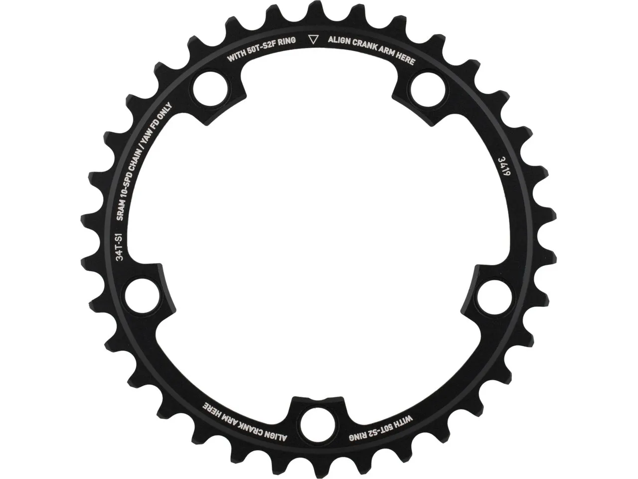 SRAM Kettenblatt Red X-Glide Yaw, 5-Arm, 110 mm Lochkreis, Blast black, 34t SRAM Kettenblatt Red X-Glide Yaw, 5-Arm, 110 mm Lochkreis, Blast black, 34t
