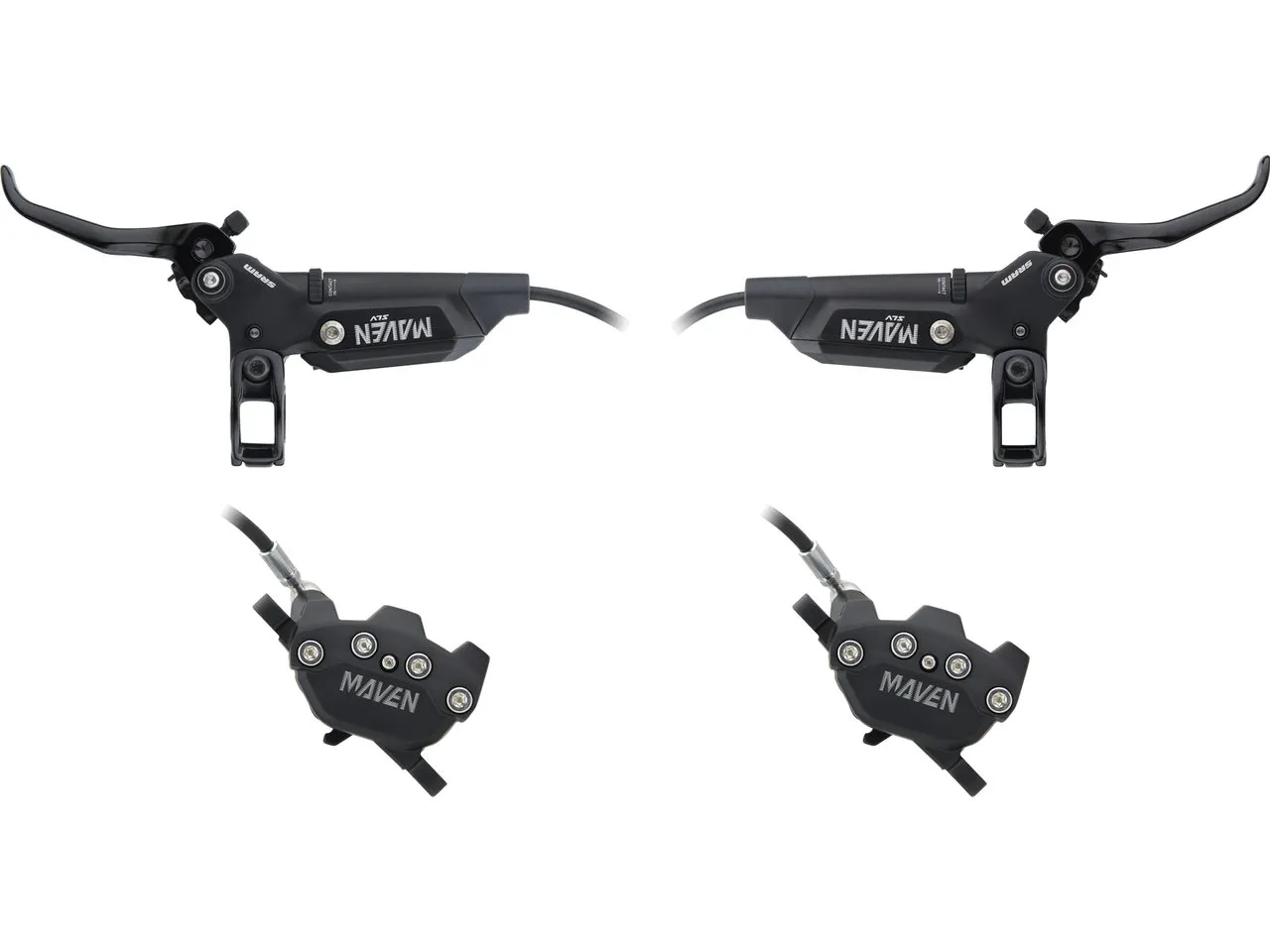 SRAM Maven Silver v+h Set Scheibenbremse, Schwarz, Satz (VR + HR) SRAM Maven Silver v+h Set Scheibenbremse, Schwarz, Satz (VR + HR)
