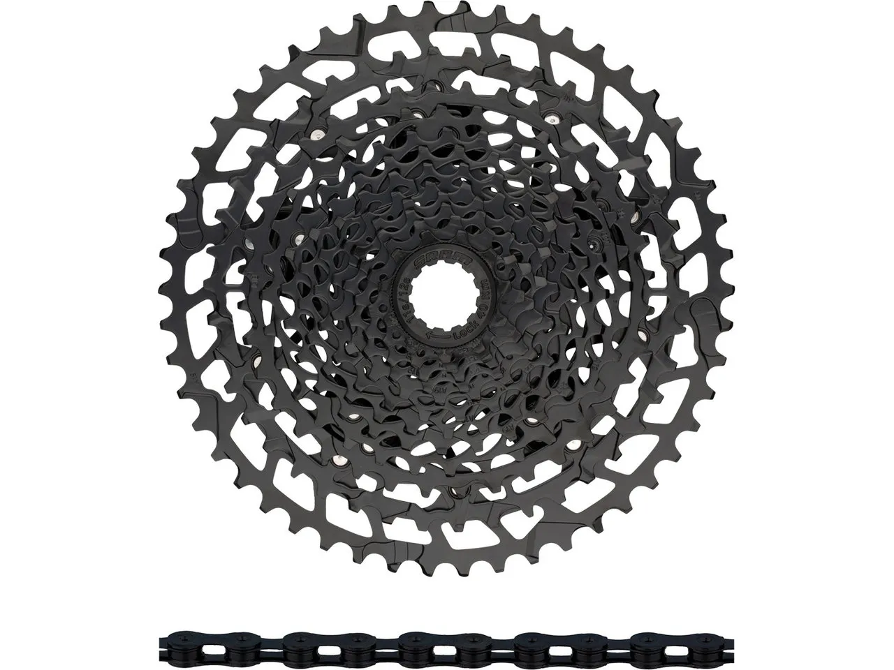 SRAM NX Eagle PG-1230 Kassette + Eagle Kette 12-fach Verschleißset, Schwarz, 11-50