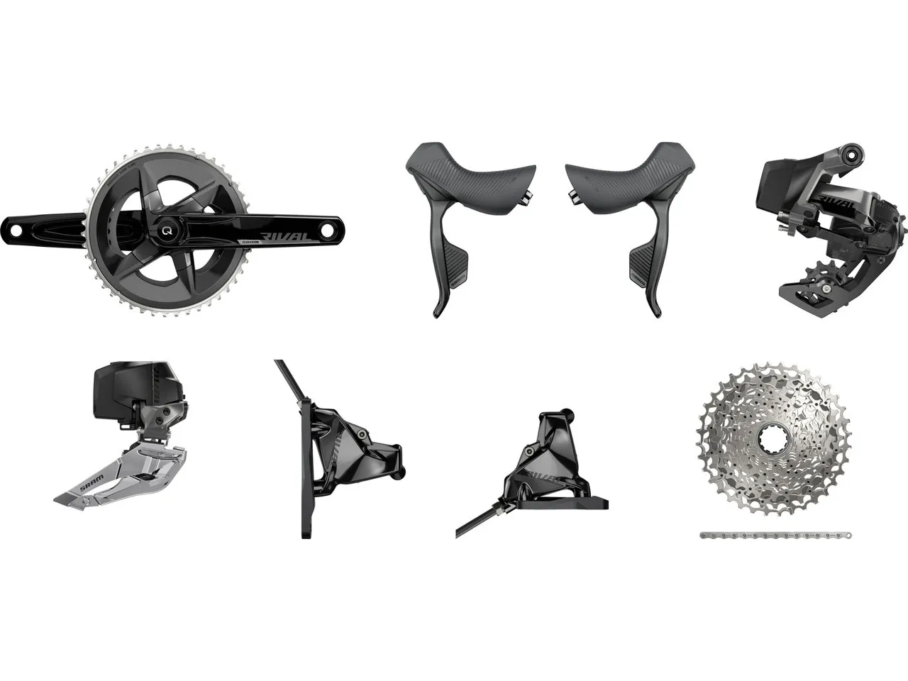 SRAM Rival eTap AXS HRD FM Powermeter Gruppe 2x12-fach 33-46, Schwarz, 175.0mm 33-46/10-36 SRAM Rival eTap AXS HRD FM Powermeter Gruppe 2x12-fach 33-46, Schwarz, 175.0mm 33-46/10-36