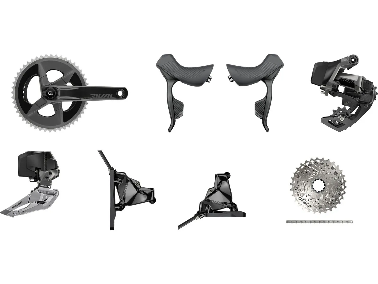 SRAM Rival eTap AXS HRD FM Powermeter Gruppe 2x12-fach 35-48, Schwarz, 170.0mm 35-48/10-36 SRAM Rival eTap AXS HRD FM Powermeter Gruppe 2x12-fach 35-48, Schwarz, 170.0mm 35-48/10-36