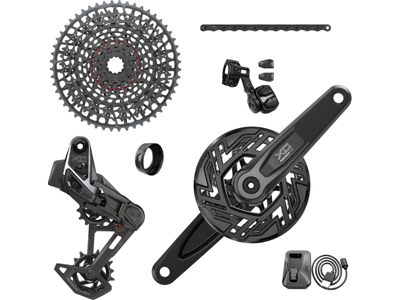 SRAM X0 Eagle Transmission AXS 1x12-fach E-MTB Gruppe für Bosch, Black, 160mm 36t, 10-52t SRAM X0 Eagle Transmission AXS 1x12-fach E-MTB Gruppe für Bosch, Black, 160mm 36t, 10-52t