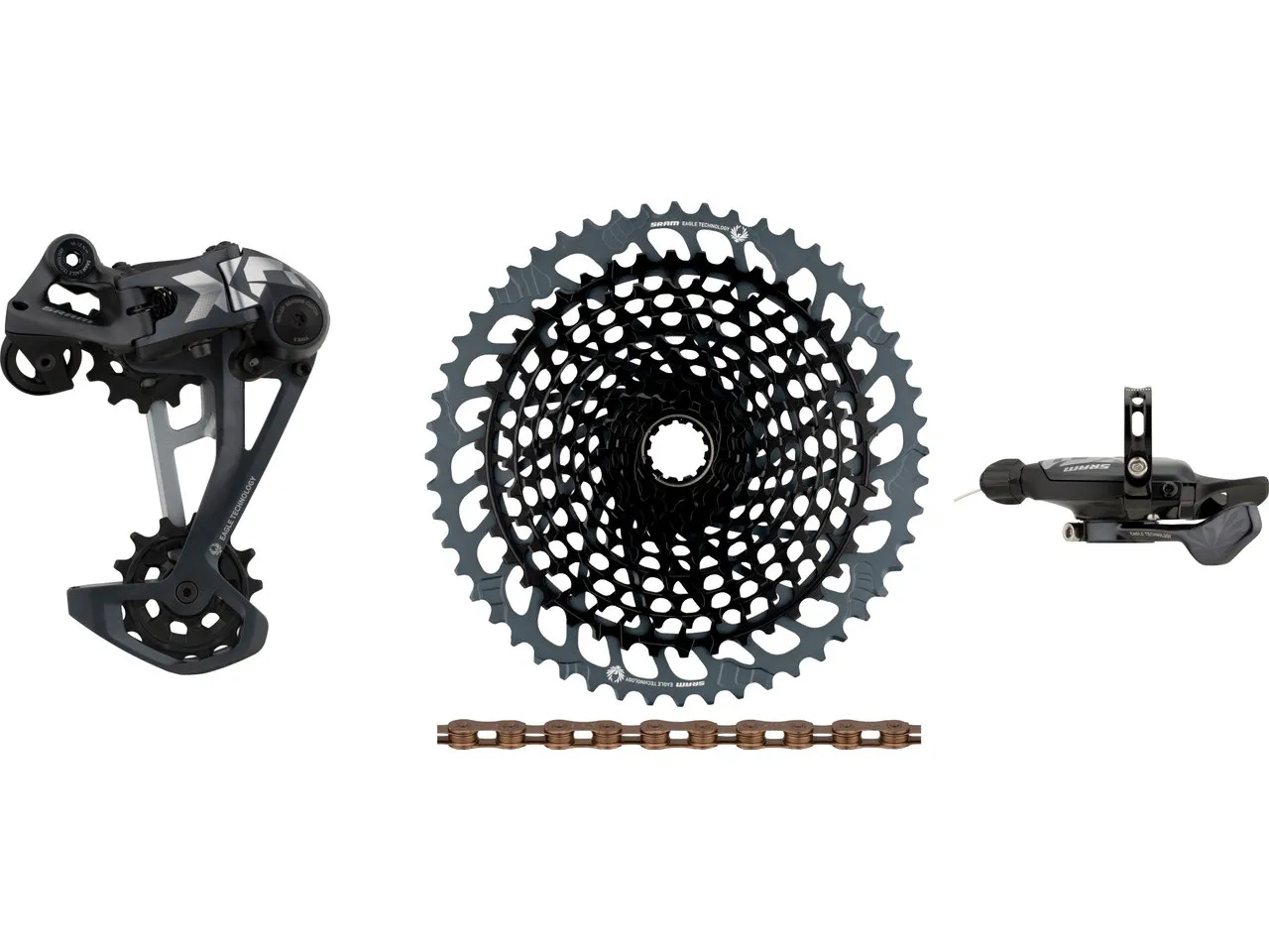 SRAM X01 Eagle 1x12-fach Upgrade-Kit mit Kassette, Braun/grau, 10-52 SRAM X01 Eagle 1x12-fach Upgrade-Kit mit Kassette, Braun/grau, 10-52