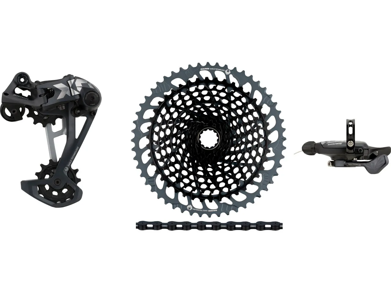 SRAM X01 Eagle 1x12-fach Upgrade-Kit mit Kassette, Grau/schwarz, 10-52 SRAM X01 Eagle 1x12-fach Upgrade-Kit mit Kassette, Grau/schwarz, 10-52