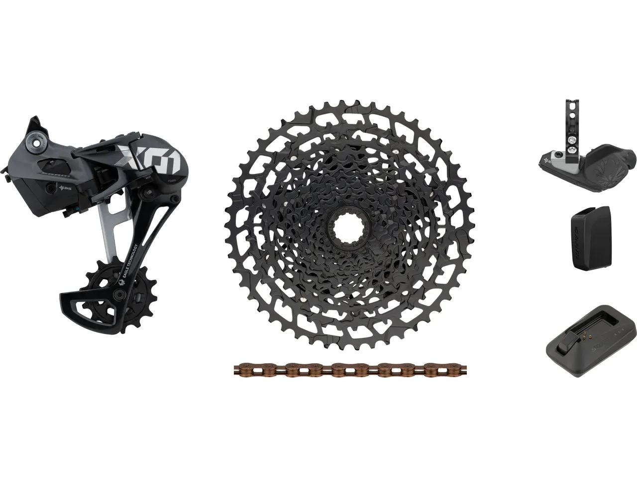 SRAM X01 Eagle AXS 1x12-fach Upgrade-Kit mit Kassette für Shimano, Schwarz, 11-50 SRAM X01 Eagle AXS 1x12-fach Upgrade-Kit mit Kassette für Shimano, Schwarz, 11-50