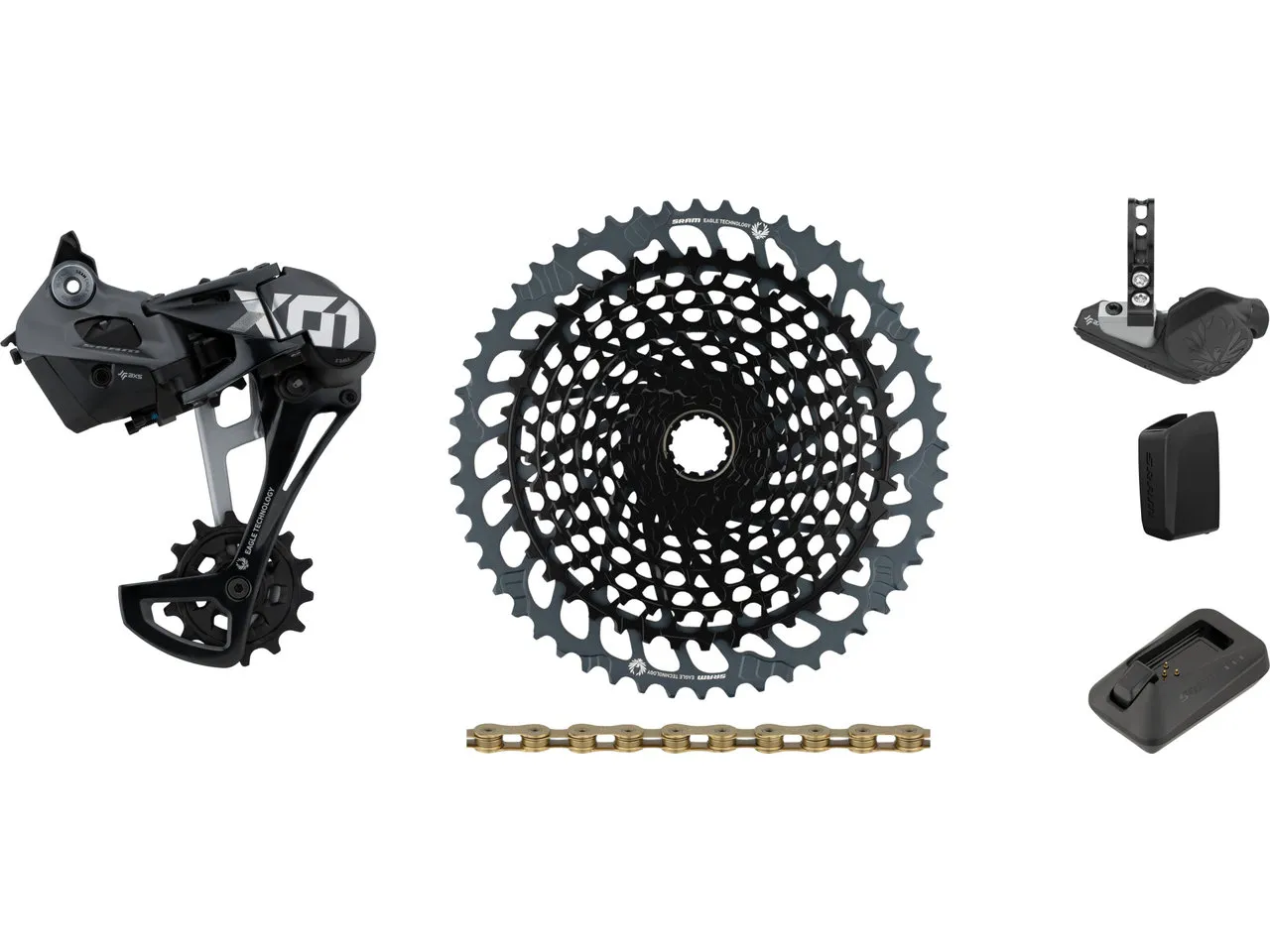 SRAM X01 Eagle AXS 1x12-fach Upgrade-Kit mit Kassette, Schwarz, 10-52 SRAM X01 Eagle AXS 1x12-fach Upgrade-Kit mit Kassette, Schwarz, 10-52