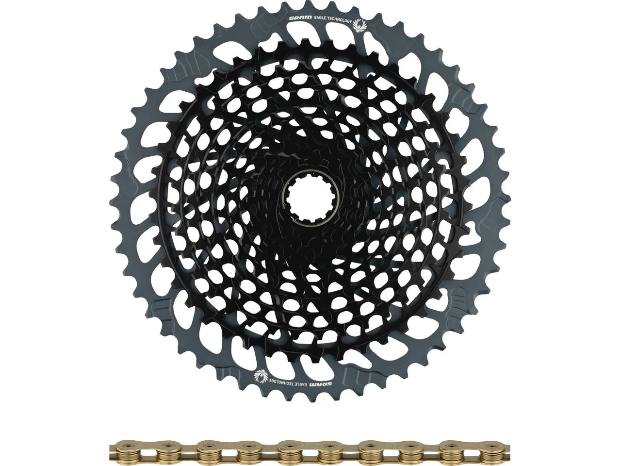 SRAM X01 Eagle XG-1295 Kassette + Eagle Kette 12-fach Verschleißset, Schwarz, 10-52