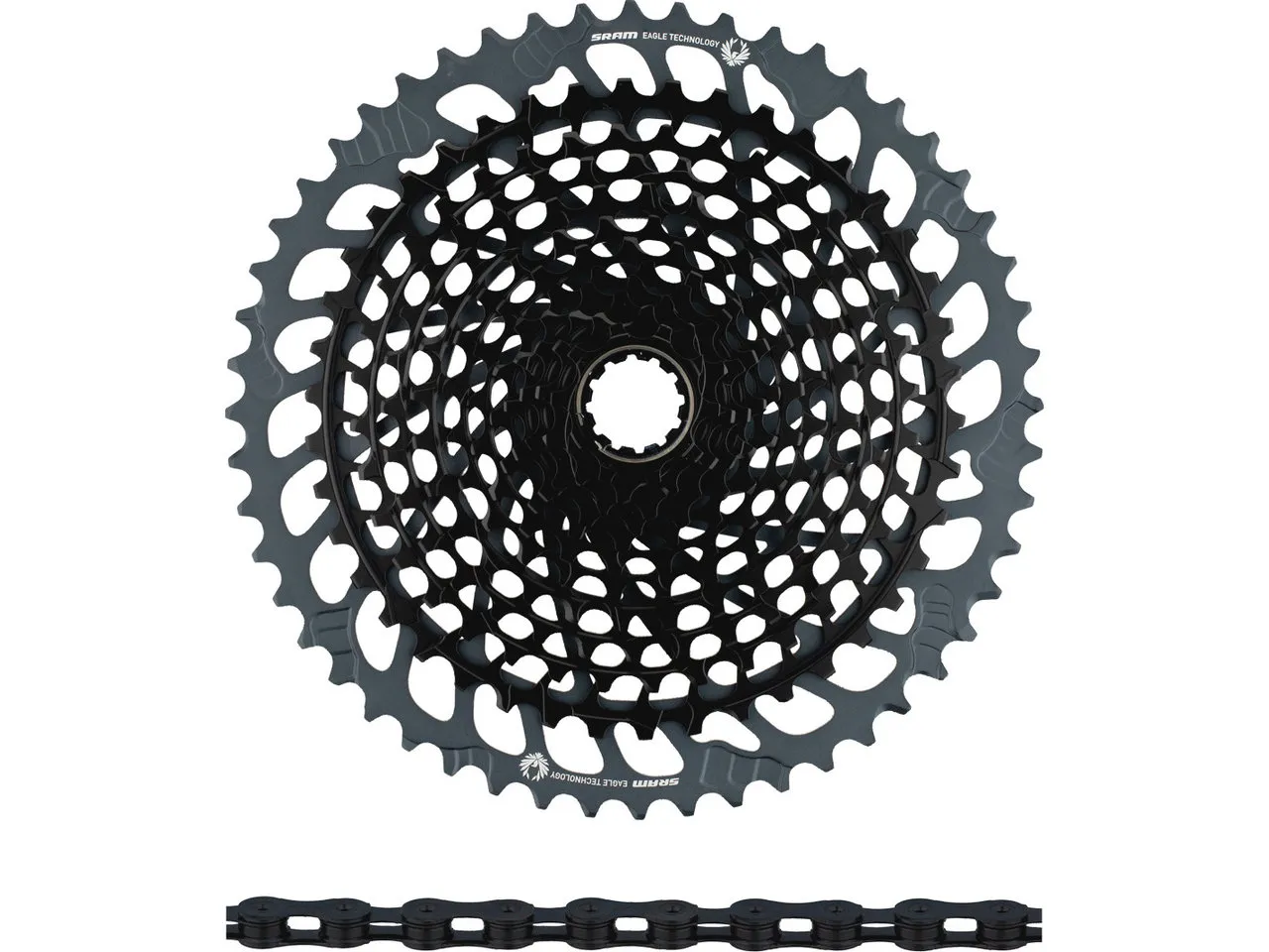 SRAM X01 Eagle XG-1295 Kassette + Eagle Kette 12-fach Verschleißset, Schwarz, 10-52