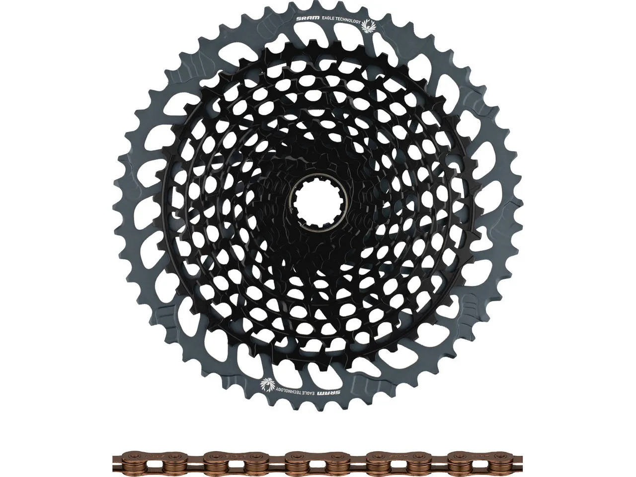 SRAM X01 Eagle XG-1295 Kassette + Eagle Kette 12-fach Verschleißset, Schwarz, 10-52