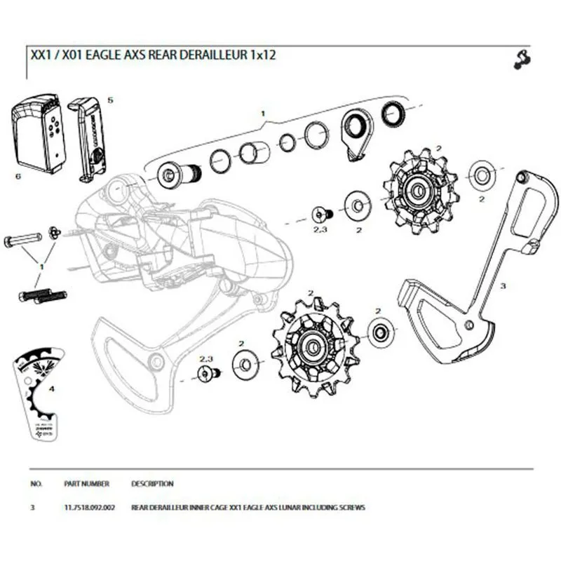 SRAM Xx1 Eagle Axs Polar Innenkäfigplatte, Silver, One Size SRAM Xx1 Eagle Axs Polar Innenkäfigplatte, Silver, One Size
