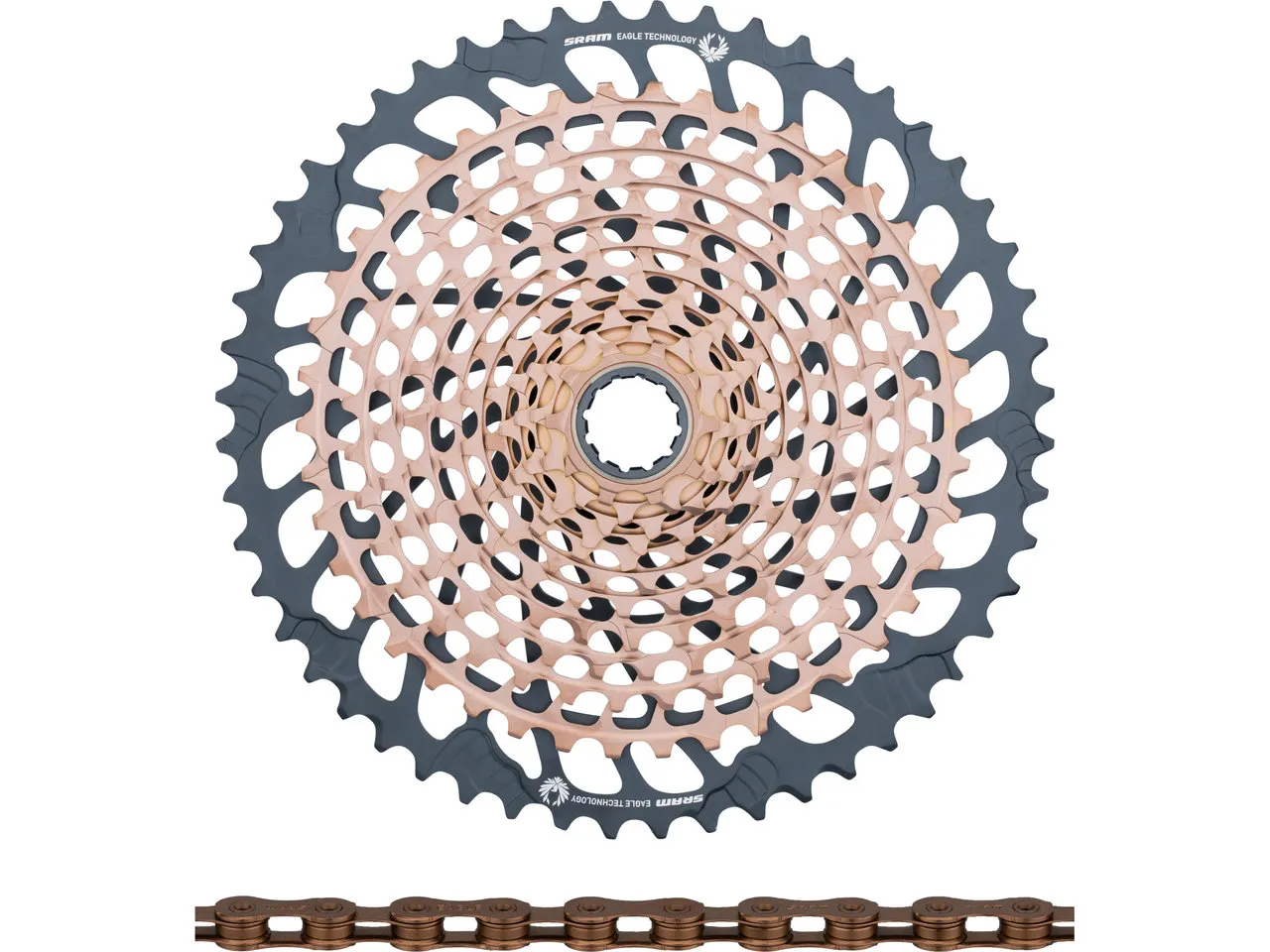 SRAM XX1 Eagle XG-1299 Kassette + PC XX1 Eagle Kette 12-fach Verschleißset, Braun, 10-52 SRAM XX1 Eagle XG-1299 Kassette + PC XX1 Eagle Kette 12-fach Verschleißset, Braun, 10-52