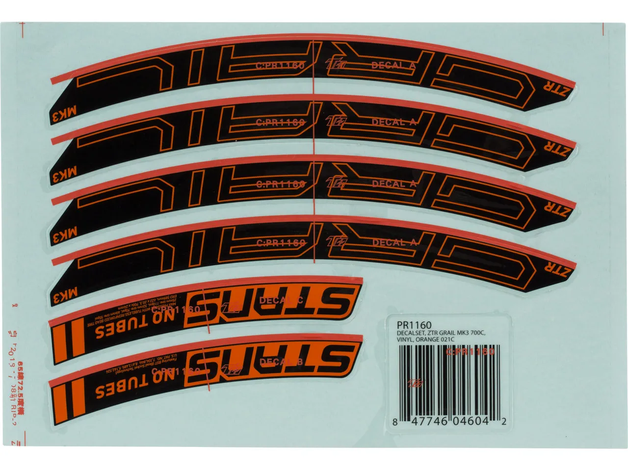 Stans NoTubes Decal-Set für ZTR Grail MK3 Stans NoTubes Decal-Set für ZTR Grail MK3