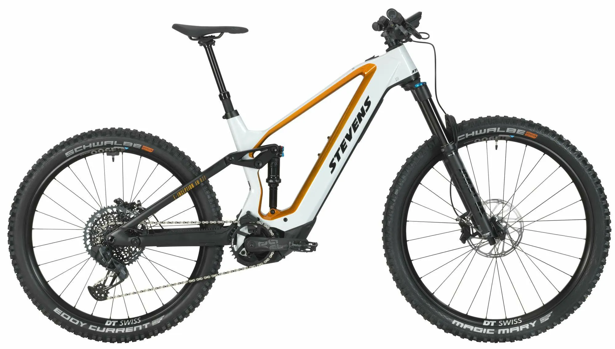 Stevens E-Inception AM 8.7.1 GTF Sunset Gold White 2022 29"/27,5" 750 Wh Diamant, Weiß, 22" Stevens E-Inception AM 8.7.1 GTF Sunset Gold White 2022 29"/27,5" 750 Wh Diamant, Weiß, 22"