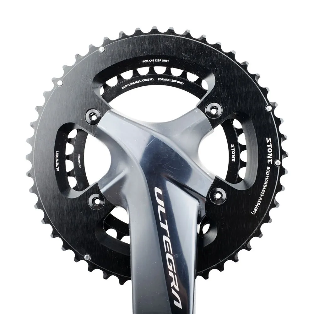 Stone Shimano 2x/sram Flat Top 110 Bcd Kettenblatt, Black, 48-33t Stone Shimano 2x/sram Flat Top 110 Bcd Kettenblatt, Black, 48-33t