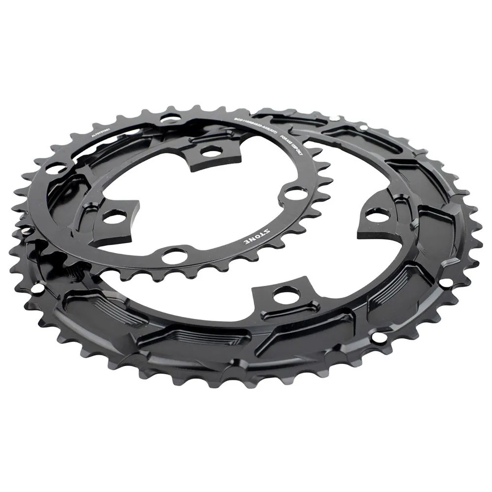 Stone Shimano 2x/sram Flat Top 110 Bcd Kettenblatt, Black, 48-33t Stone Shimano 2x/sram Flat Top 110 Bcd Kettenblatt, Black, 48-33t