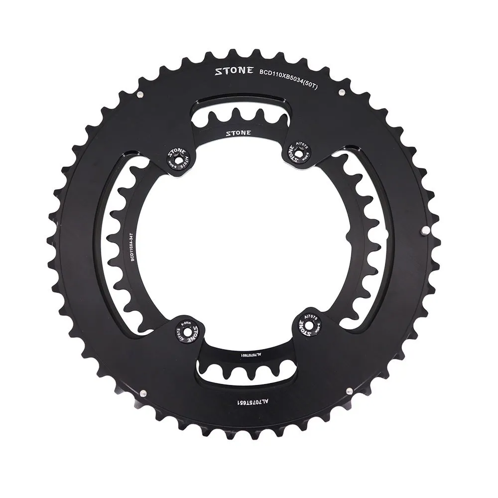 Stone Shimano Road Fc 2x/rotor 4x 110 Bcd Kettenblatt, Black, 50-34t Stone Shimano Road Fc 2x/rotor 4x 110 Bcd Kettenblatt, Black, 50-34t