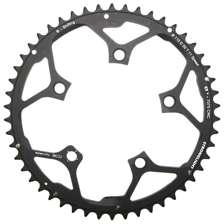 STRONGLIGHT E-shifting Exterior 5b Campagnolo 110 Bcd Kettenblatt, Black, 50t STRONGLIGHT E-shifting Exterior 5b Campagnolo 110 Bcd Kettenblatt, Black, 50t