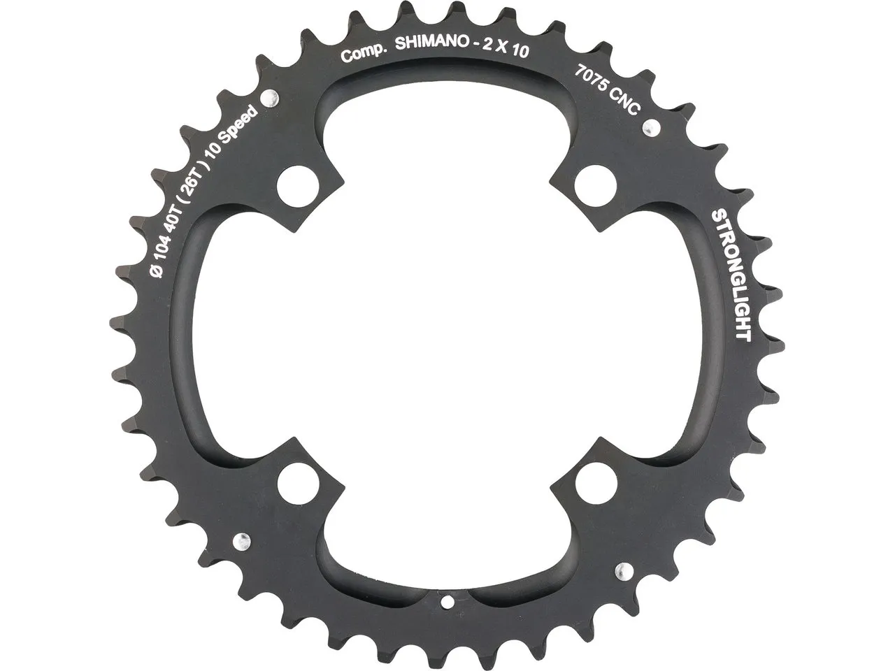 STRONGLIGHT Kettenblatt Shimano 10-fach, 4-Arm, 104 mm Lochkreis STRONGLIGHT Kettenblatt Shimano 10-fach, 4-Arm, 104 mm Lochkreis