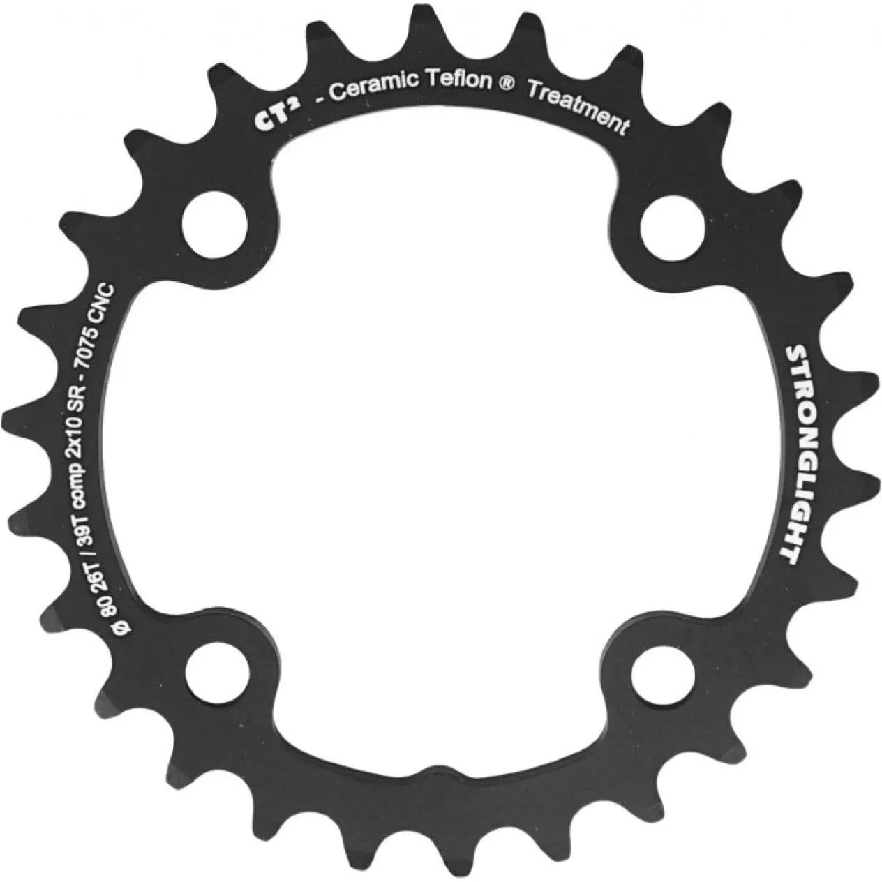 STRONGLIGHT MTB-Kettenblatt doppelt innen ohne Gewinde 4BRA SRAM X0-XX-X9-X7 CT2 10V. Unisex, schwarz, 10sp 80mm/26t STRONGLIGHT MTB-Kettenblatt doppelt innen ohne Gewinde 4BRA SRAM X0-XX-X9-X7 CT2 10V. Unisex, schwarz, 10sp 80mm/26t