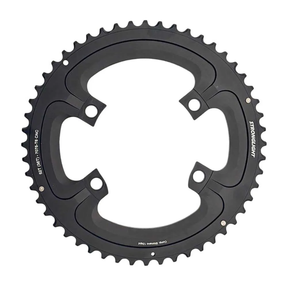 STRONGLIGHT Shimano Ultegra Fc-8100 110 Bcd 4b 2x12s 36 52t Kettenblatt, Black, 52t STRONGLIGHT Shimano Ultegra Fc-8100 110 Bcd 4b 2x12s 36 52t Kettenblatt, Black, 52t