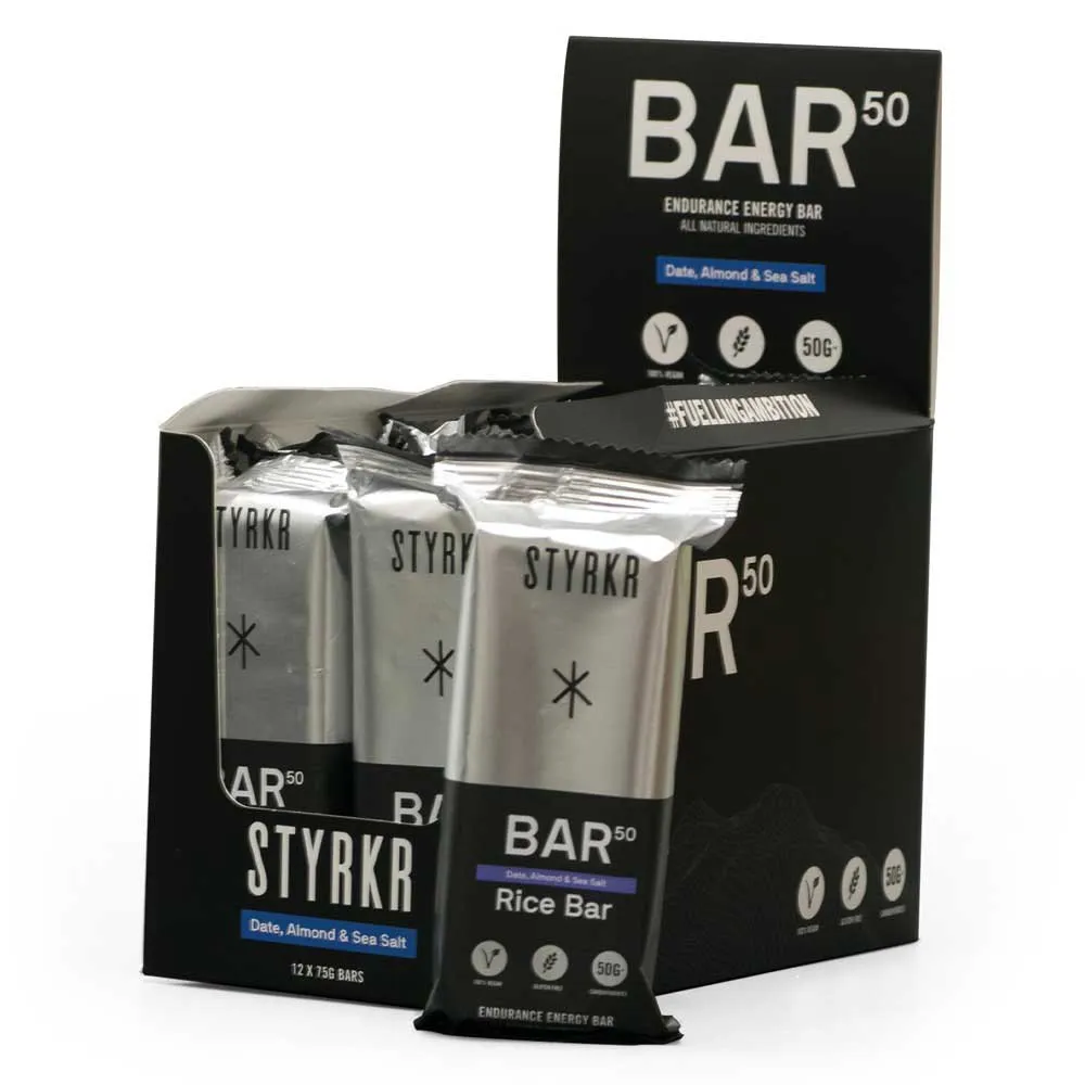 Styrkr Bar50 Und Meersalz Energie-riegel Box Mandel Dattel 75g 12 Einheiten, Silver / black, One Size Styrkr Bar50 Und Meersalz Energie-riegel Box Mandel Dattel 75g 12 Einheiten, Silver / black, One Size
