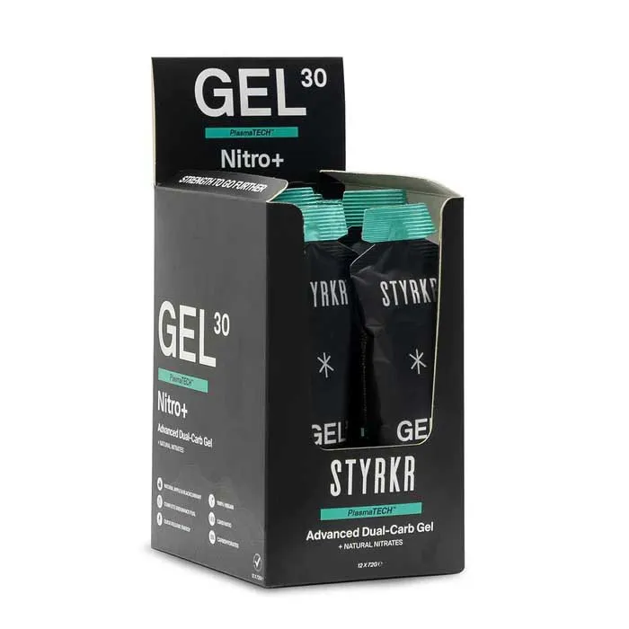Styrkr Gel30 Nitro Dual-carb Schachtel Mit Energiegelen 72g 12 Einheiten, Black / turquoise, One Size
