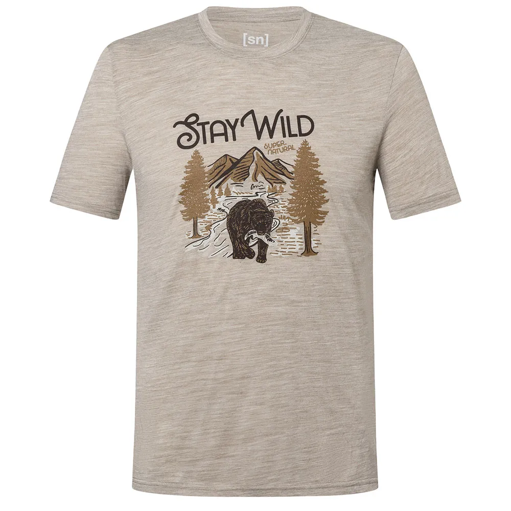 super.natural Better A Fish Than Me Kurzarm-t-shirt, Vintage khaki melange / various