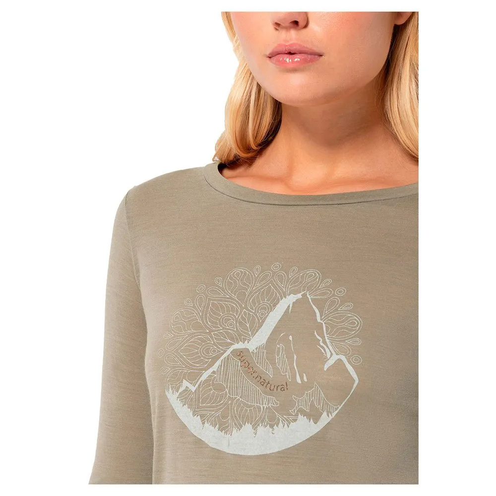 super.natural Mountain Mandala Tree Langarm-t-shirt, Fallen rock / feather grey / copper