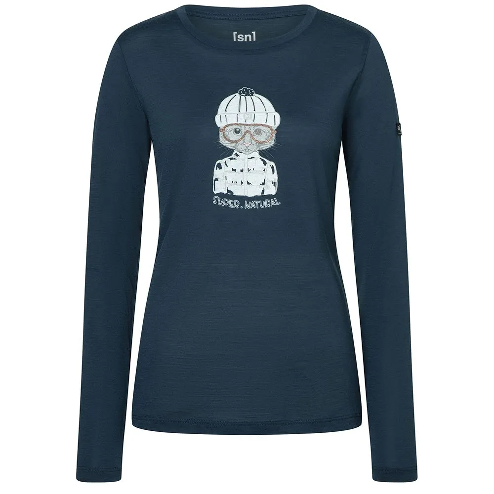 super.natural Snow Cat Langarm-t-shirt, Blueberry / various
