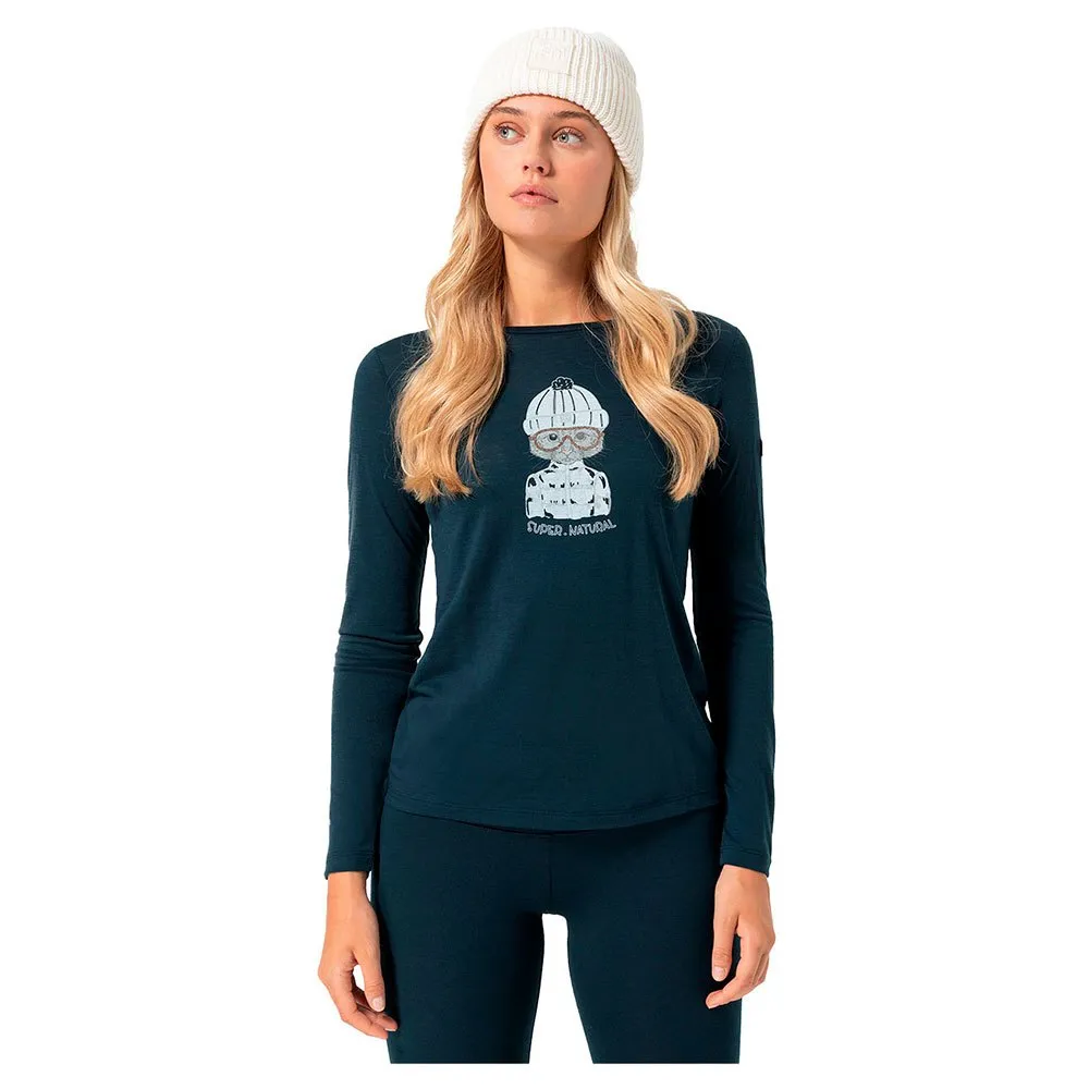 super.natural Snow Cat Langarm-t-shirt, Blueberry / various