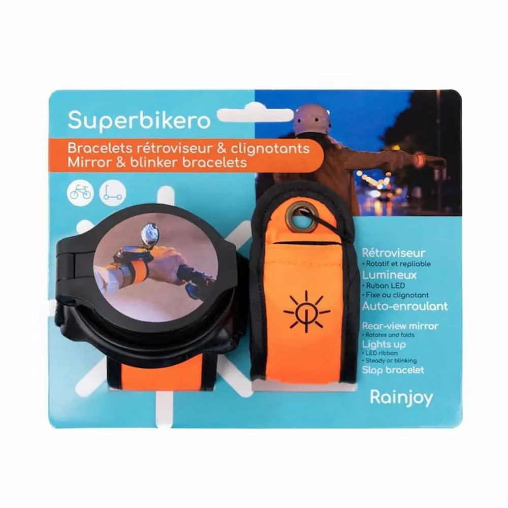 SuperB Duo Fahrradarmbänder Mit Rückspiegel Und Blinker, Orange, One Size SuperB Duo Fahrradarmbänder Mit Rückspiegel Und Blinker, Orange, One Size