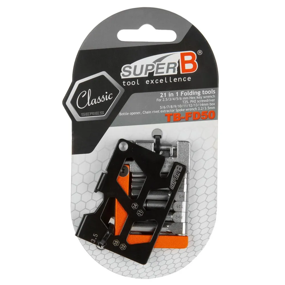 SuperB Tb-fd50 21 In 1 Folding Multitool, Black / grey / orange, One Size SuperB Tb-fd50 21 In 1 Folding Multitool, Black / grey / orange, One Size