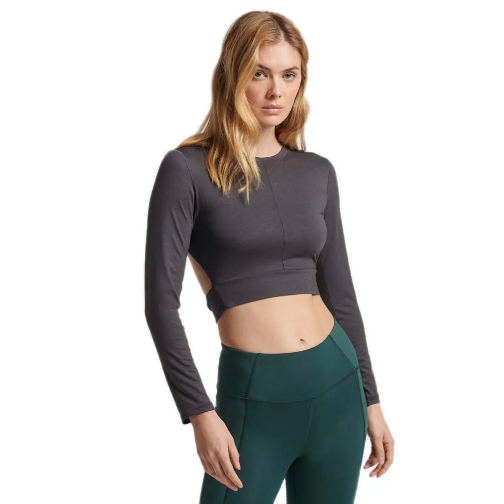 Superdry Flex Wrap Langarm-t-shirt female, Dark charcoal Superdry Flex Wrap Langarm-t-shirt female, Dark charcoal