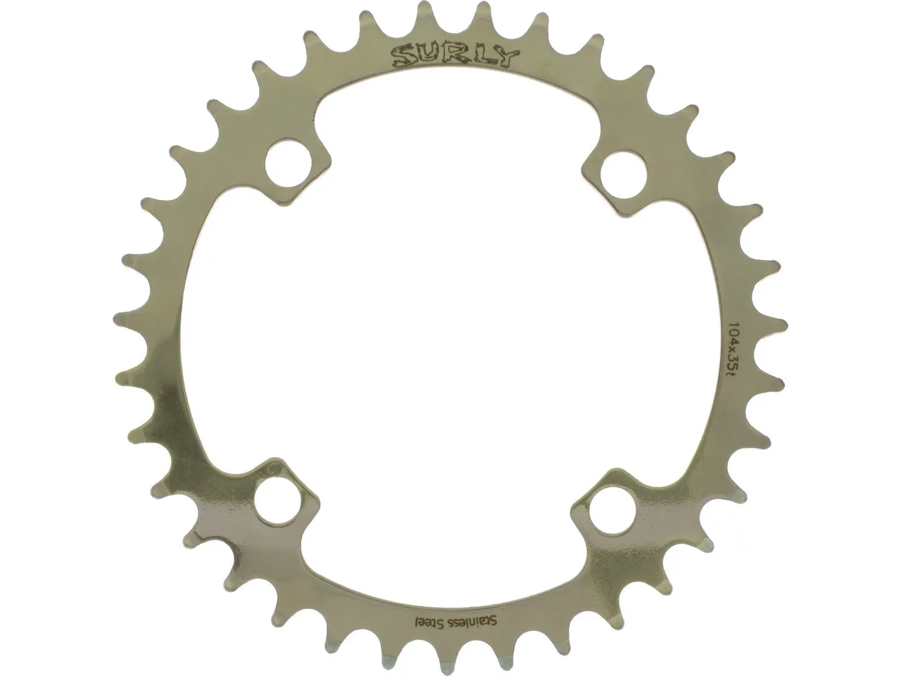 Surly Kettenblatt, 4-Arm, 104 mm Lochkreis, Edelstahl, 34t Surly Kettenblatt, 4-Arm, 104 mm Lochkreis, Edelstahl, 34t