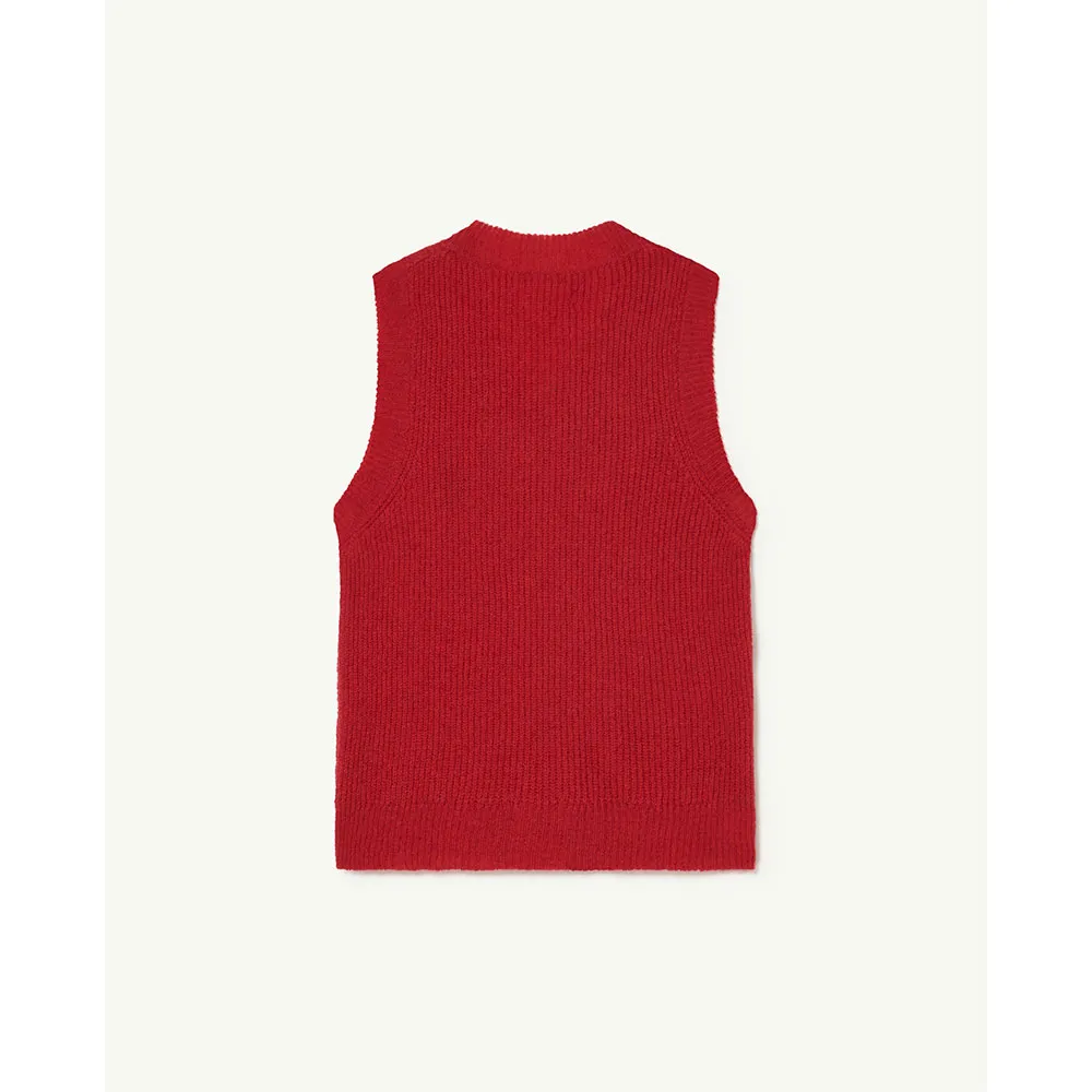 The Animals Observatory Plain Bat Weste, Red, 3Y The Animals Observatory Plain Bat Weste, Red, 3Y