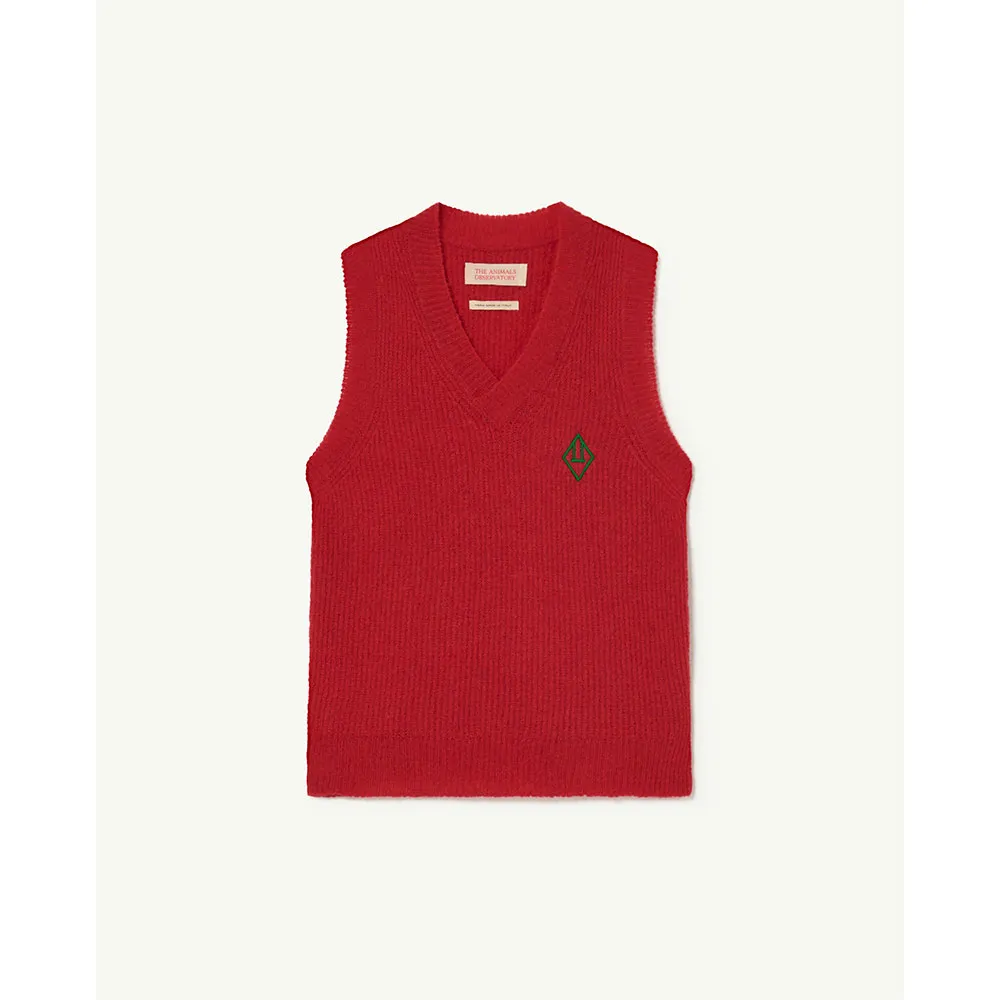 The Animals Observatory Plain Bat Weste, Red, 3Y The Animals Observatory Plain Bat Weste, Red, 3Y
