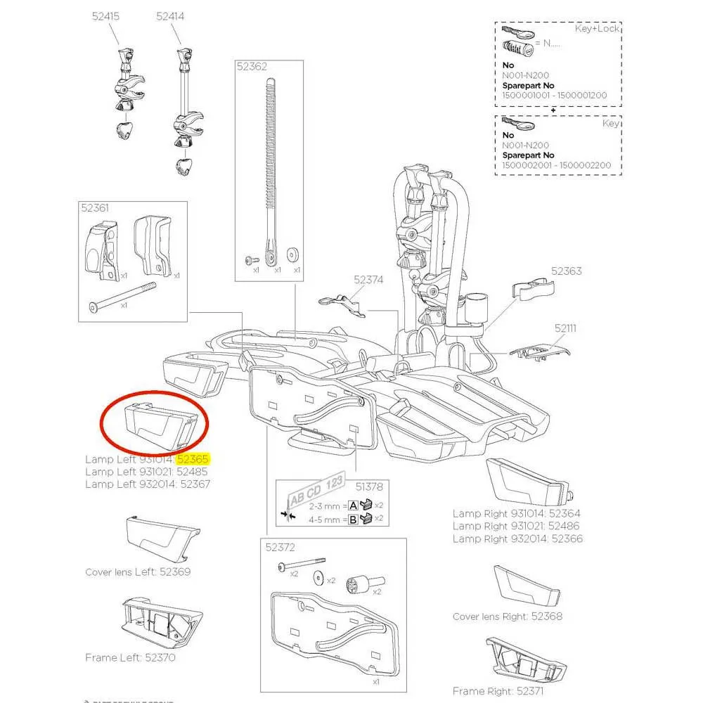 Thule 52365 Lamp Left 931/2/3/4 Ersatzteil, Black, One Size Thule 52365 Lamp Left 931/2/3/4 Ersatzteil, Black, One Size